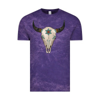 Cloud Purple Turquoise Bull Skull Vintage Tee - Jasminsmagicworld