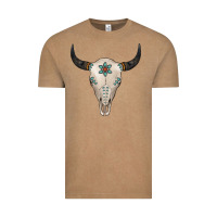 Vintage Coffee Turquoise Bull Skull Vintage Tee - Jasminsmagicworld