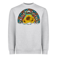 Heather Grey western sunflowers aztec leopard serape  rainbows Heavyweight Sweatshirt - AdoDesignShop