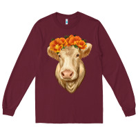 Burgundy Charolais Cow Long Sleeve Tee - RanaPortraitStore