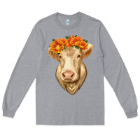 Heather Grey Charolais Cow Long Sleeve Tee - RanaPortraitStore