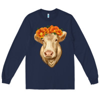 Navy Charolais Cow Long Sleeve Tee - RanaPortraitStore
