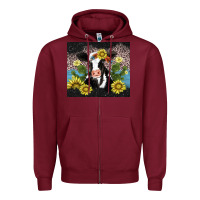 Burgundy cow cactus and sunflower Zipper Hoodie - AdoDesignShop
