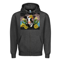 Charcoal Heather cow cactus and sunflower Zipper Hoodie - AdoDesignShop