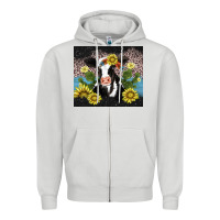 Dove Grey cow cactus and sunflower Zipper Hoodie - AdoDesignShop