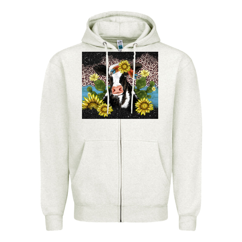Cow Cactus And Sunflower Zipper Hoodie by AdoDesignShop | Teevron