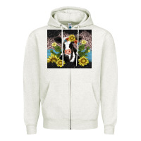 Oatmeal Heather cow cactus and sunflower Zipper Hoodie - AdoDesignShop