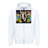 White cow cactus and sunflower Zipper Hoodie - AdoDesignShop