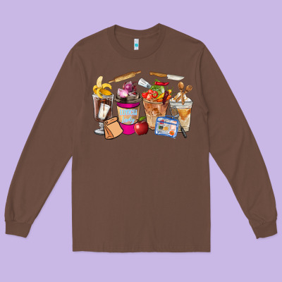 Lunch Lady Coffee Cups Long Sleeve Tee Designed By Fadigitalartstudio