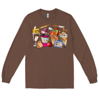Chestnut Lunch Lady Coffee Cups Long Sleeve Tee - FaDigitalArtStudio