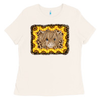 Baby Cow Leopard Sunflowers Ladies Tee | Teevron