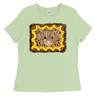 Matcha Baby Cow Leopard Sunflowers Ladies Tee - CowCowDesign