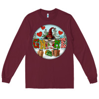 Burgundy Christmas Gnome Long Sleeve Tee - FaDigitalArtStudio