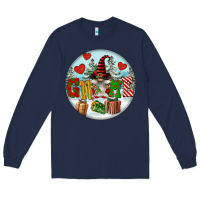 Navy Christmas Gnome Long Sleeve Tee - FaDigitalArtStudio