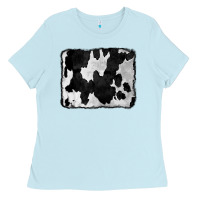 Baby Blue Cowhide Ladies Tee - CowCowDesign