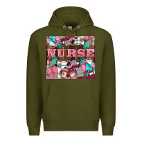 Army Green Nurse Premium Hoodie - LillyAllenDesigns
