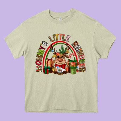Mommys Little Reindeer Christmas Heavy Core Tee Designed By Cowgirlartshop