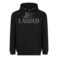 Black jet lagged cute world traveler & funny vacation pullover hoodie Heavyweight Hoodie - linhVisuals