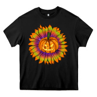 Black Halloween Sunflower Heavy Core Tee - RanaPortraitStore