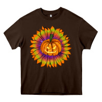 Chocolate Brown Halloween Sunflower Heavy Core Tee - RanaPortraitStore