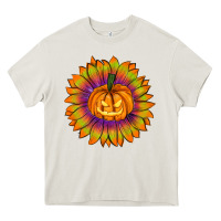 Cream Halloween Sunflower Heavy Core Tee - RanaPortraitStore