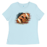Baby Blue American Football Flag Players Ladies Tee - CowCowDesign
