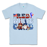 Dusty Blue Red white cool with gnomies 4th of july Classic Tee - HowdyJamesFarm