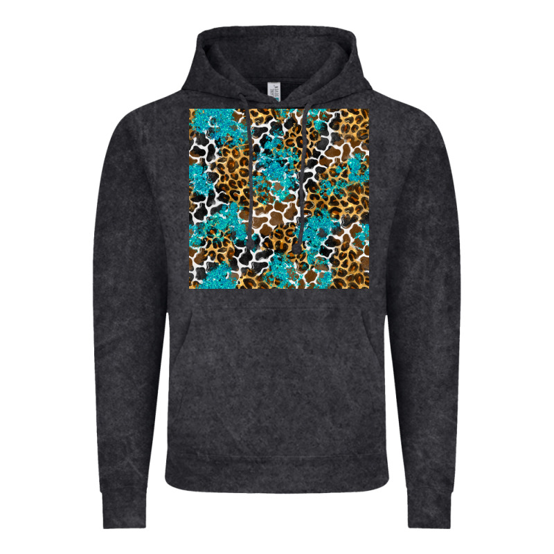 Turquoise Glitter Cowhide Leopard Seamless Pattern Vintage Hoodie by BundleAndBundleShop | Teevron