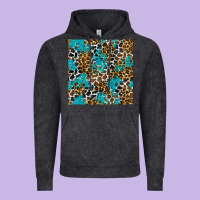 Turquoise Glitter Cowhide Leopard Seamless Pattern Vintage Hoodie Designed By Bundleandbundleshop