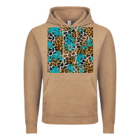 Vintage Coffee turquoise glitter cowhide leopard seamless pattern Vintage Hoodie - BundleAndBundleShop