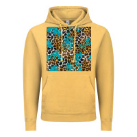 Vintage Mustard turquoise glitter cowhide leopard seamless pattern Vintage Hoodie - BundleAndBundleShop