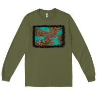 Army Green western leopard turquoise glitter tooled leather Long Sleeve Tee - FaDigitalArtStudio