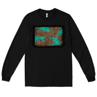 Black western leopard turquoise glitter tooled leather Long Sleeve Tee - FaDigitalArtStudio