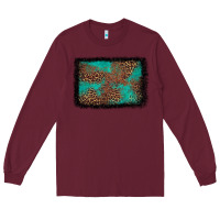 Burgundy western leopard turquoise glitter tooled leather Long Sleeve Tee - FaDigitalArtStudio