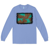 Colony Blue western leopard turquoise glitter tooled leather Long Sleeve Tee - FaDigitalArtStudio