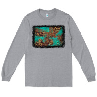 Heather Grey western leopard turquoise glitter tooled leather Long Sleeve Tee - FaDigitalArtStudio