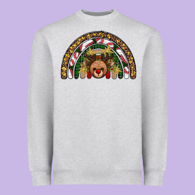 Reindeer Rainbow Christmas Heavyweight Sweatshirt Designed By Adodesignshop
