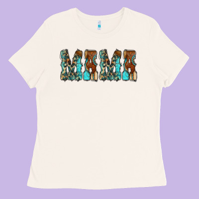 Mama Turquoise Tooled Ladies Tee Designed By Cowcowdesign