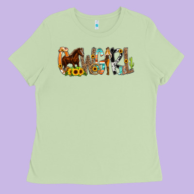 Cowgirl Horse Min Ladies Tee Designed By Cowcowdesign