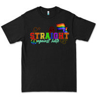 Black Straight agains hate Premium Tee - CowGirlArtShop