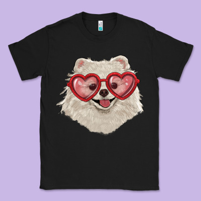 White Pomeranian With Love Glasses Classic Tee Designed By Ranaportraitstore