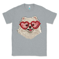 Heather Grey white pomeranian with love glasses Classic Tee - RanaPortraitStore