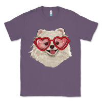 Lavender white pomeranian with love glasses Classic Tee - RanaPortraitStore