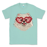 Seafoam white pomeranian with love glasses Classic Tee - RanaPortraitStore