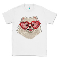 White white pomeranian with love glasses Classic Tee - RanaPortraitStore