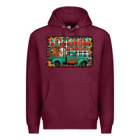 Burgundy merry christmas farm truck Premium Hoodie - Jasminsmagicworld