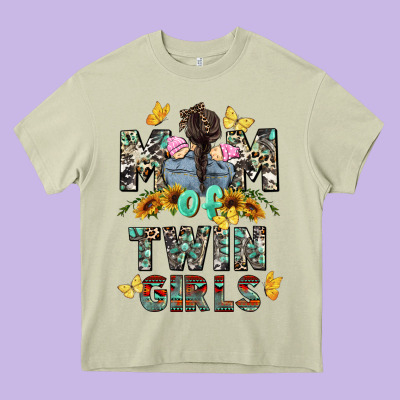 Mom Of Twin Girls Mother's Day Heavy Core Tee Designed By Cowgirlartshop