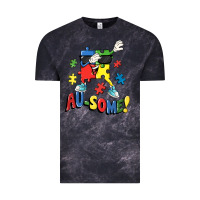 Cloud Black Au-some! Autism puzzle dabbing Vintage Tee - FaDigitalArtStudio