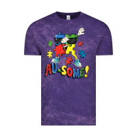 Cloud Purple Au-some! Autism puzzle dabbing Vintage Tee - FaDigitalArtStudio