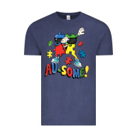 Vintage Denim Au-some! Autism puzzle dabbing Vintage Tee - FaDigitalArtStudio